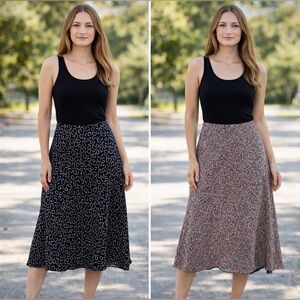 Y2K Pull On Reversible Lace Trimmed Geometric Midi Skirt Phoebe Buffay Friends L